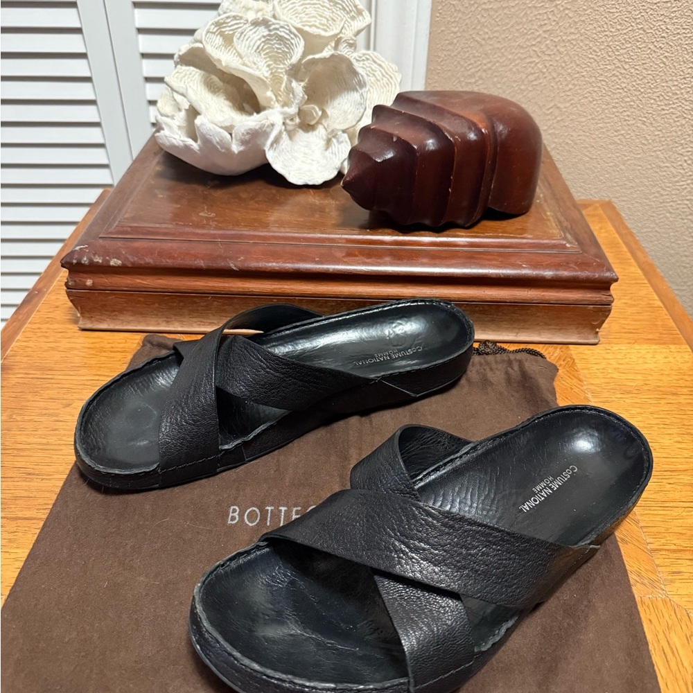 Mens Black Costume National Homme Slides 43 Made in Italy & Bottega Veneta Dust